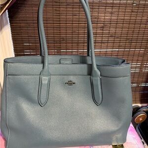 Coach Teal Leather Tote Bag